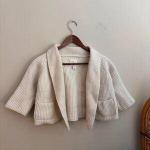 Authentic H+ Hannoh Wessel Women's Open Front Cropped Fit Cashmere Cardigan Med